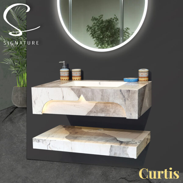 Meuble Salle de Bain Suspendu Céramique CURTIS - Éclairage LED Automatique – Image 2